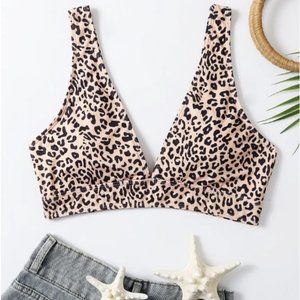 Leopard V Neck Bikini Top